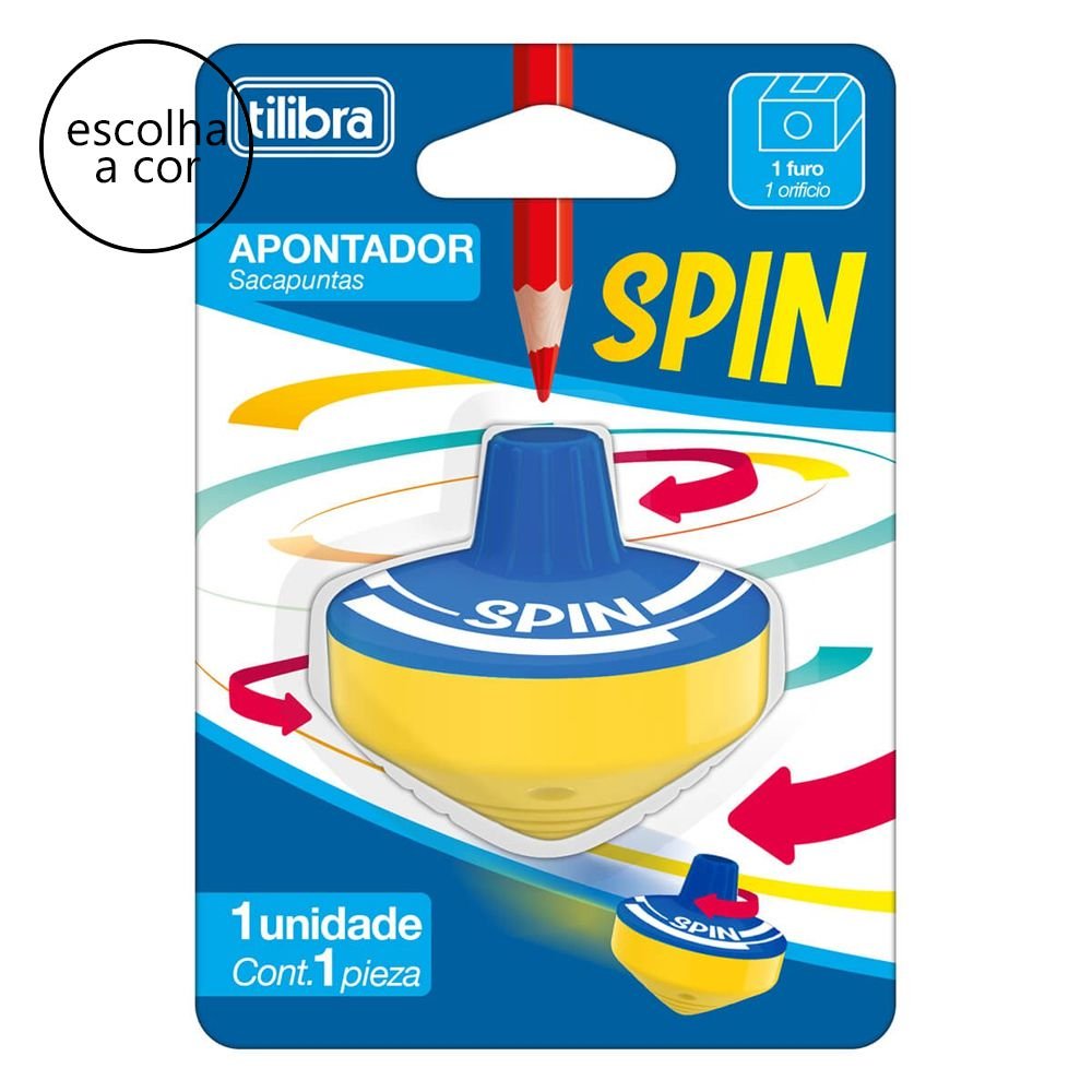 Apontador Pião Spin com Deposito Tilibra - FotoGift - Papelaria Fotografia  e Presentes