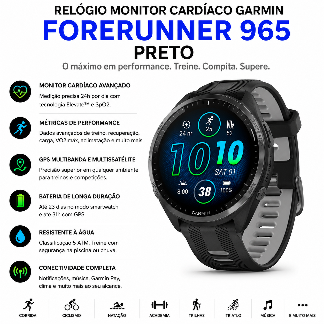 Garmin Forerunner 965 Preto | Direct Esportes - Direct Esportes