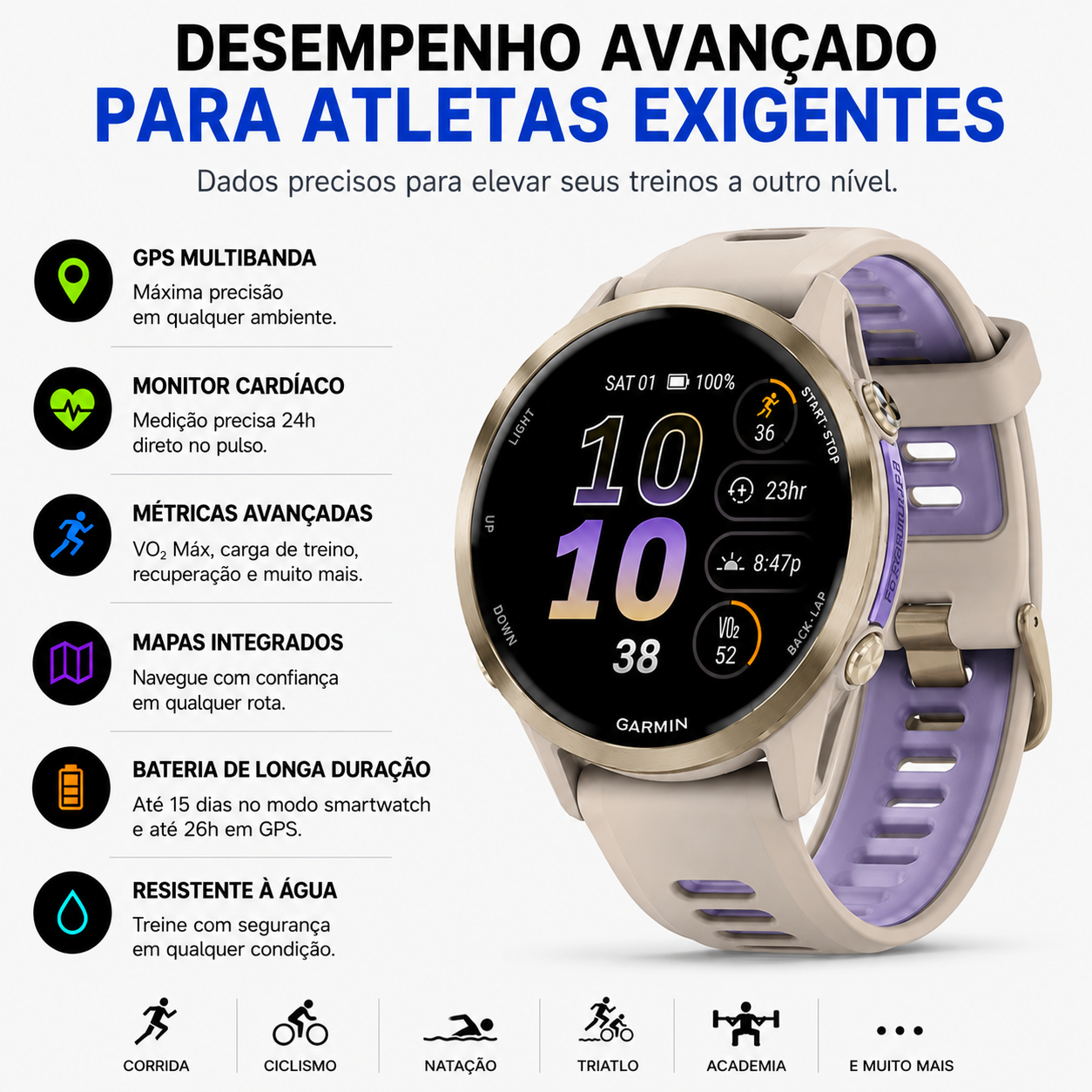 Relógio Garmin Forerunner 970 47mm Dourado em até 10x sem juros