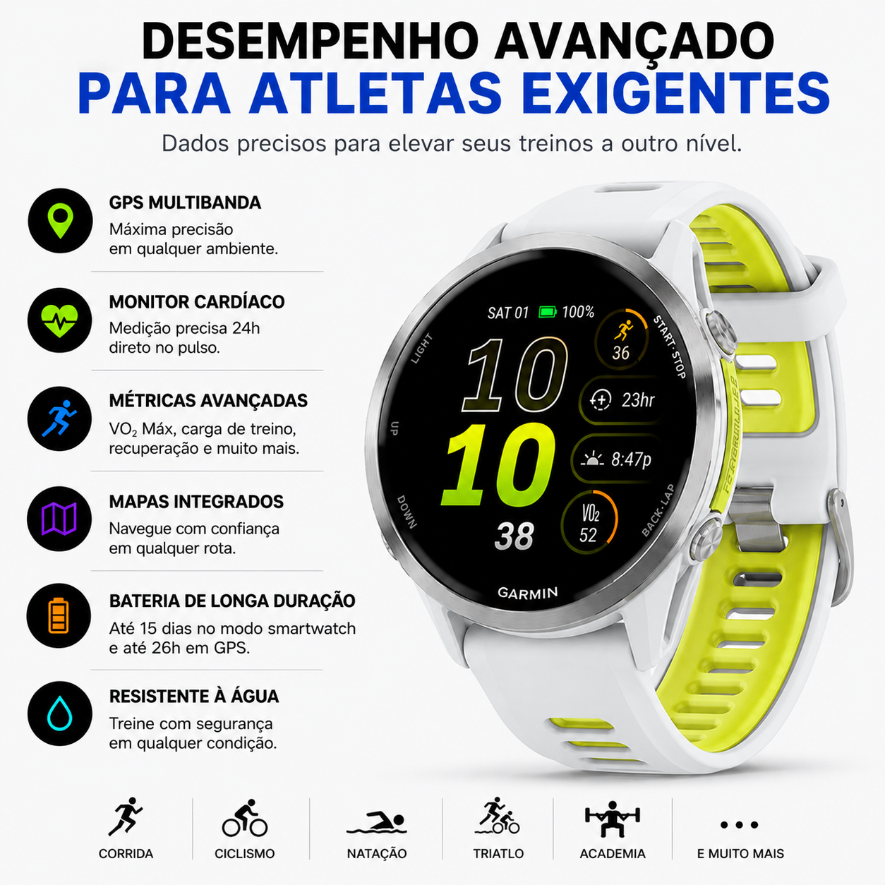 Garmin Forerunner 970 47mm Branco | Direct Esportes - Direct