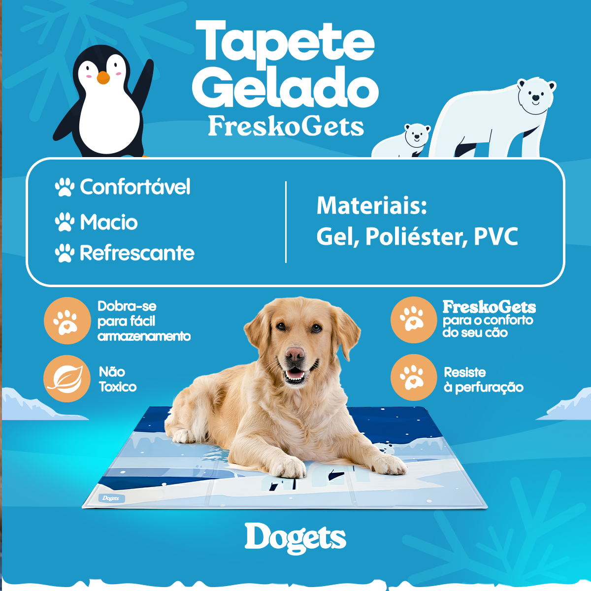 Tapete Gelado Pet Refrescante 110x70 Cachorro Gato FreskoGets