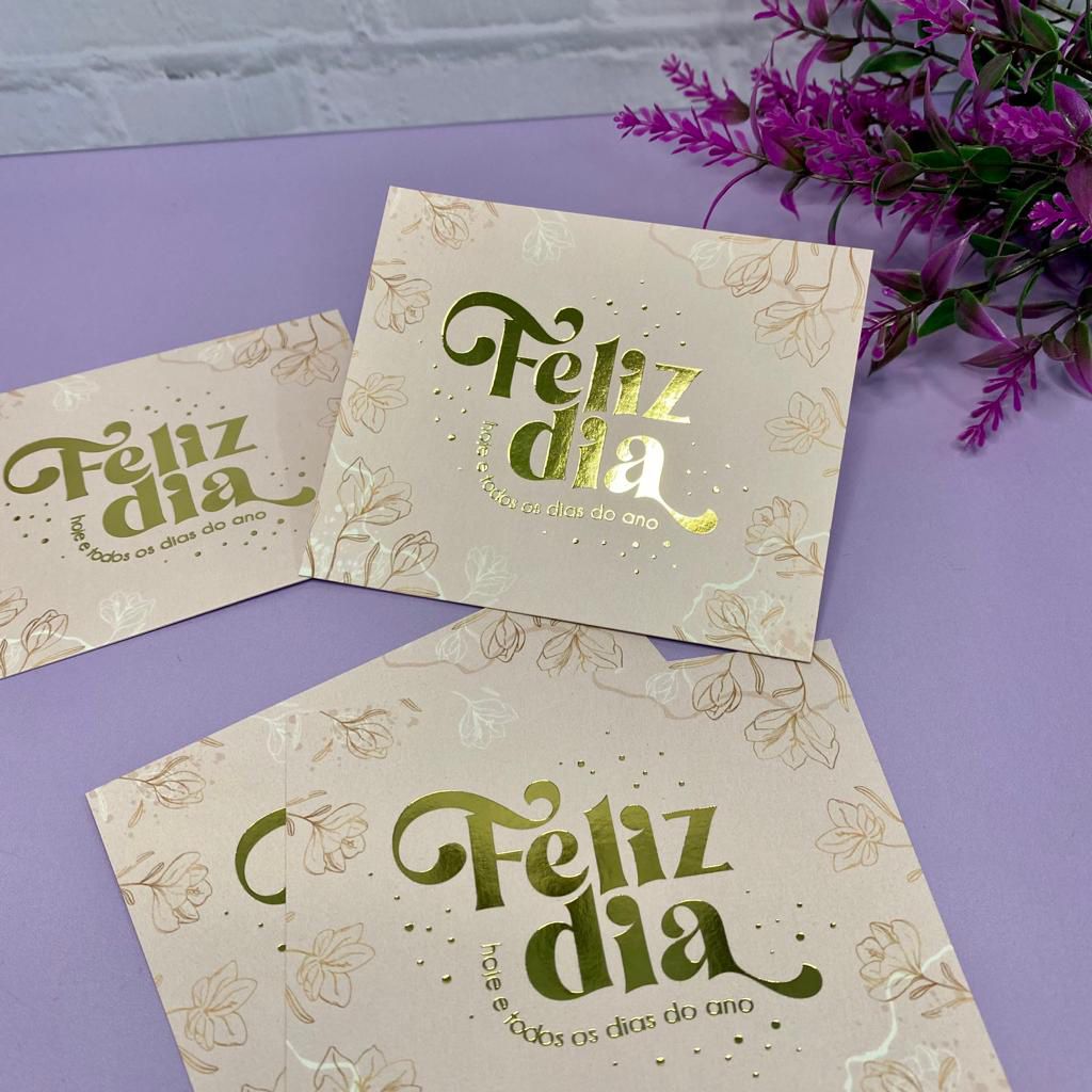 10un Postal Hot Stamping Feliz Dia - Luli Paper