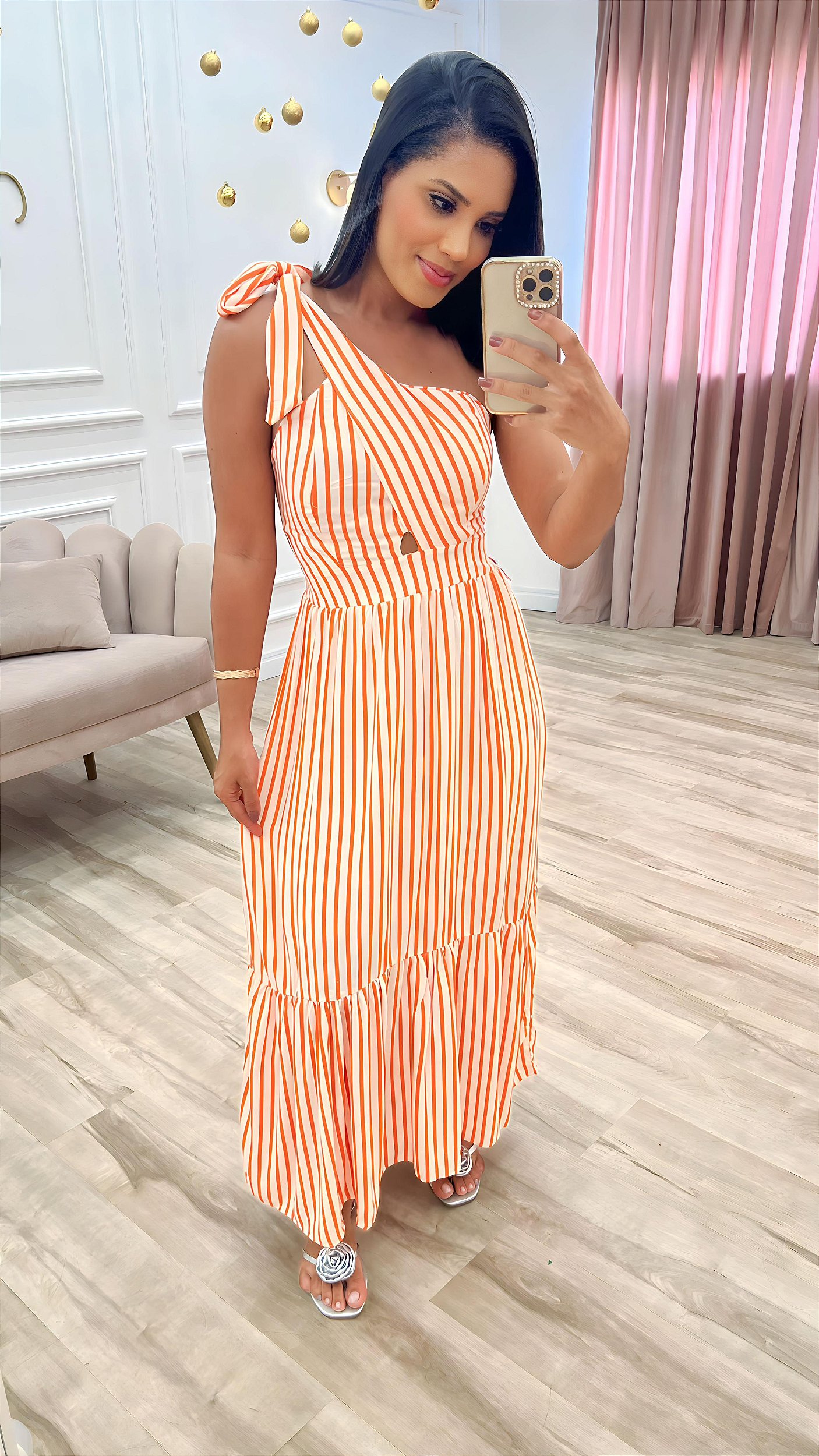 Vestido ombro a ombro cheap listrado