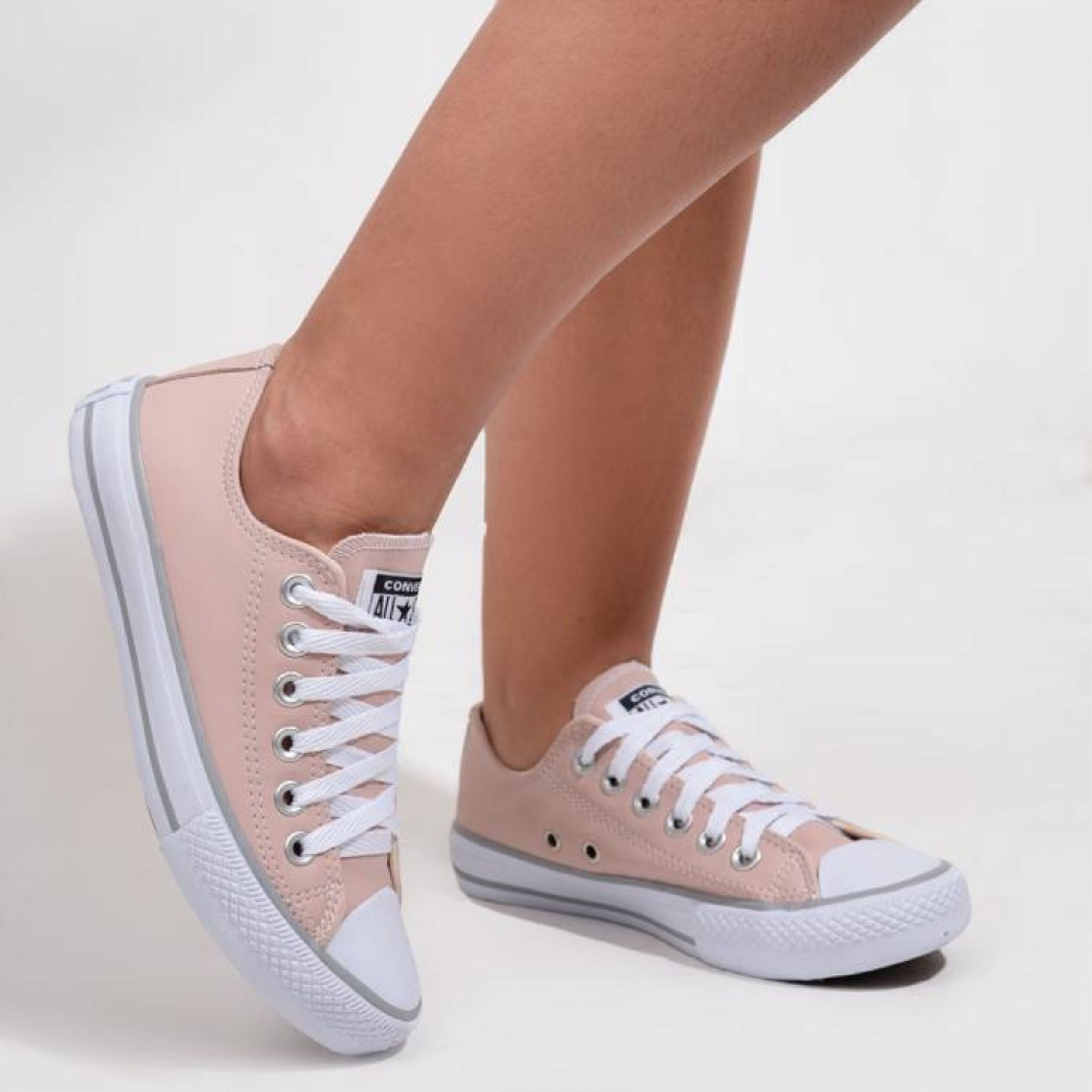 PROMOCAO Dois pares All Star Cano Baixo Preto e Rosa Claro Central Shoes