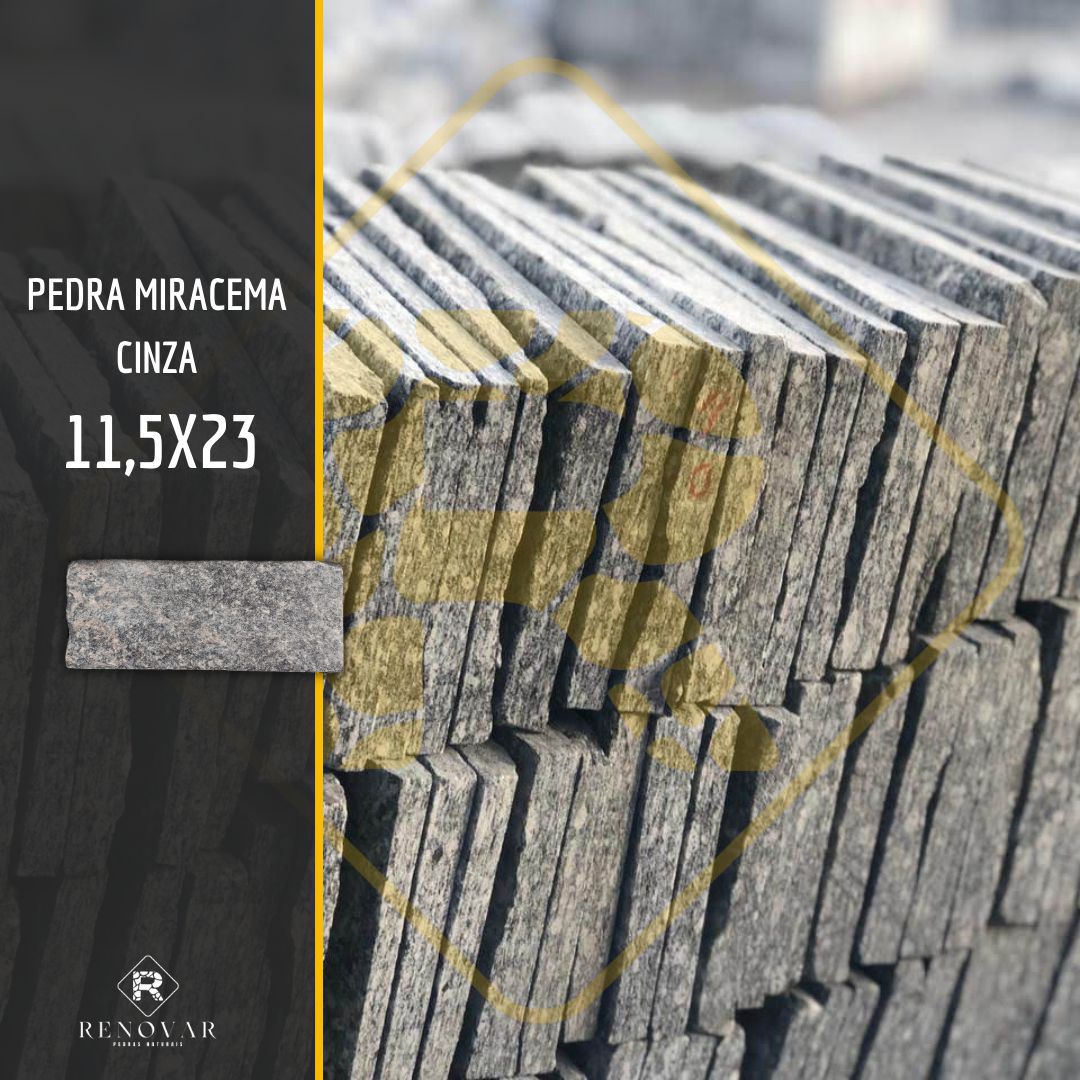 Pedra Miracema Serrada Cinza 8x23 cm - 1 m² - Requinte Lazer