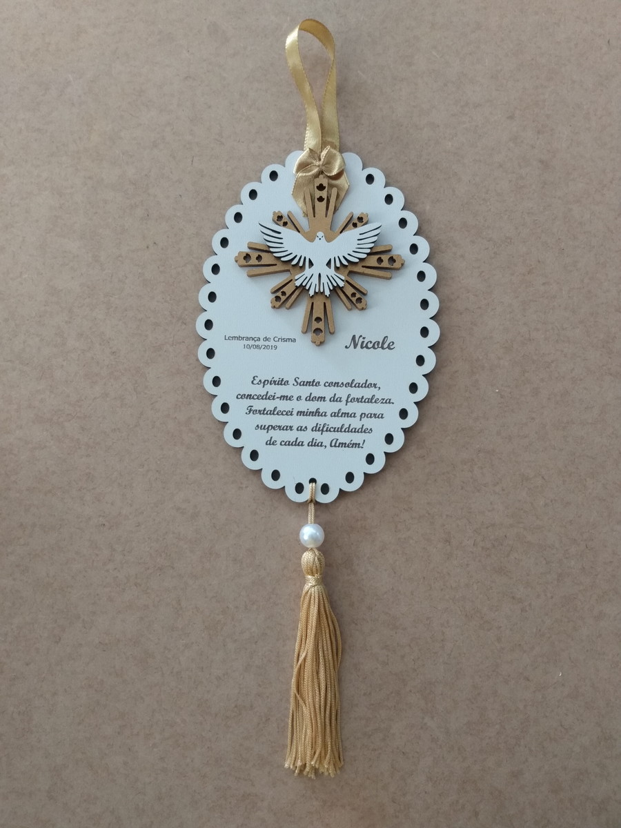 Lembraça de Crisma Divino Espírito Santo ouro- Lindas Artes - Lindas ...
