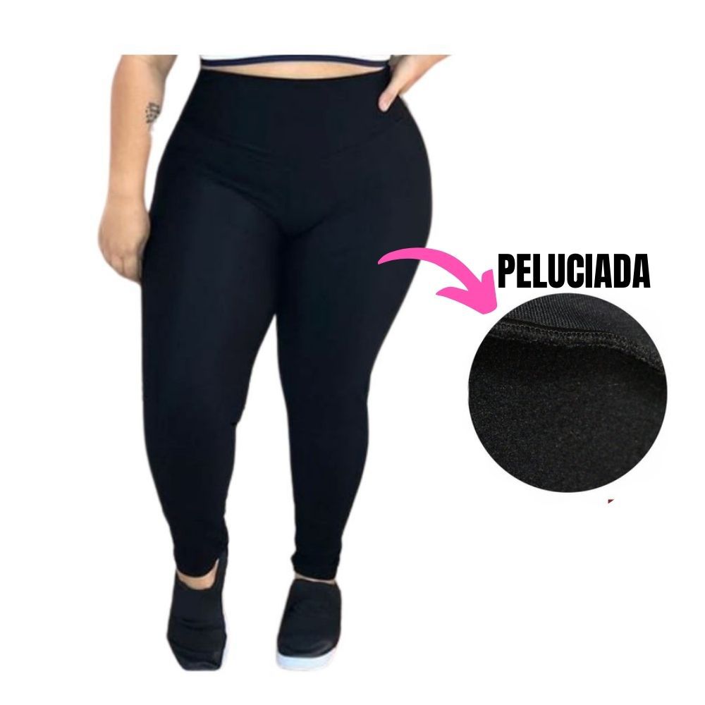 Calça legging plus size felpada (flanelada)
