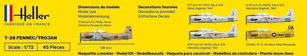 HELLER 1/72 80279 N.A. T-28 TROJAN FENNEC Model Kit