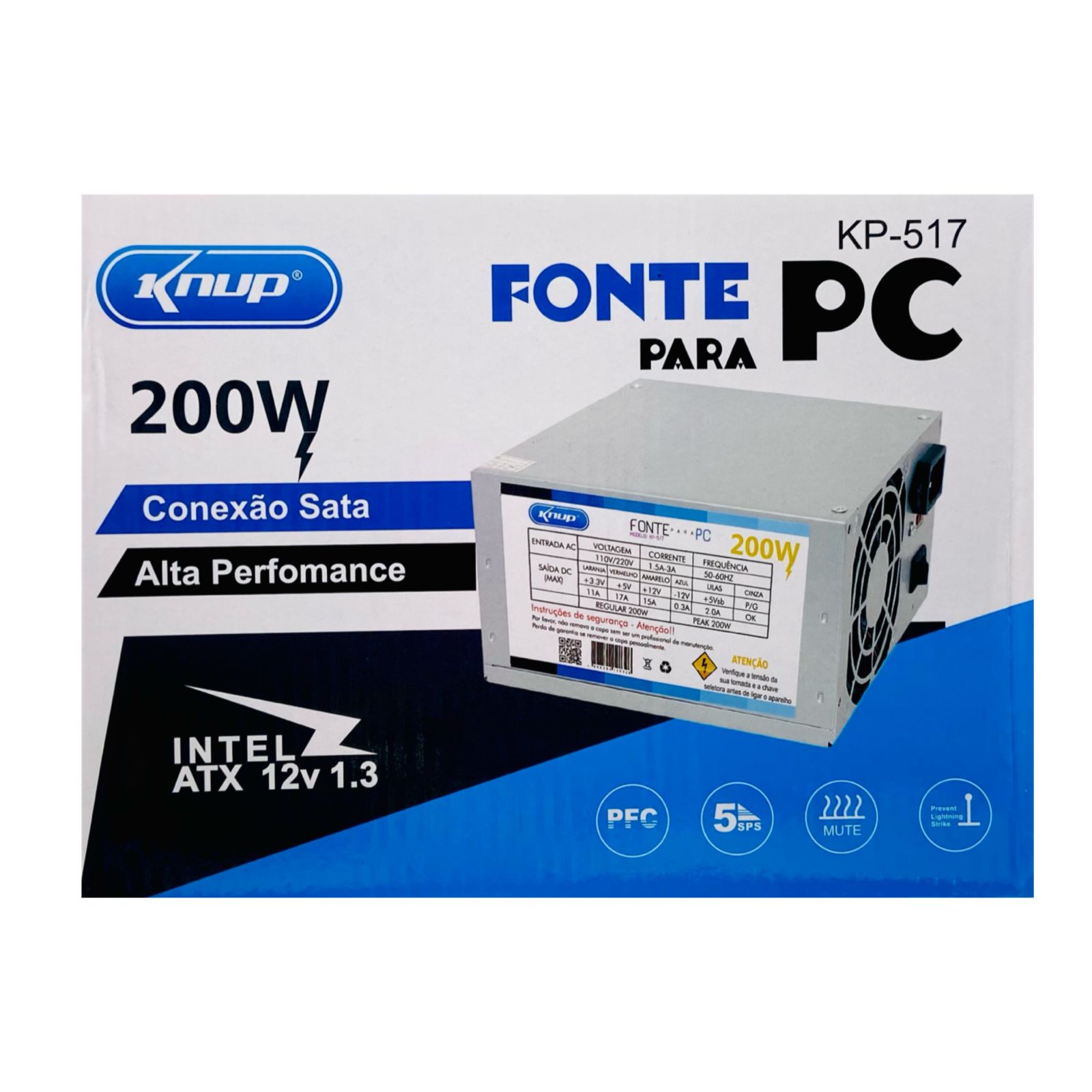 Fonte atx alimentacao pc 200w kp 517 knup