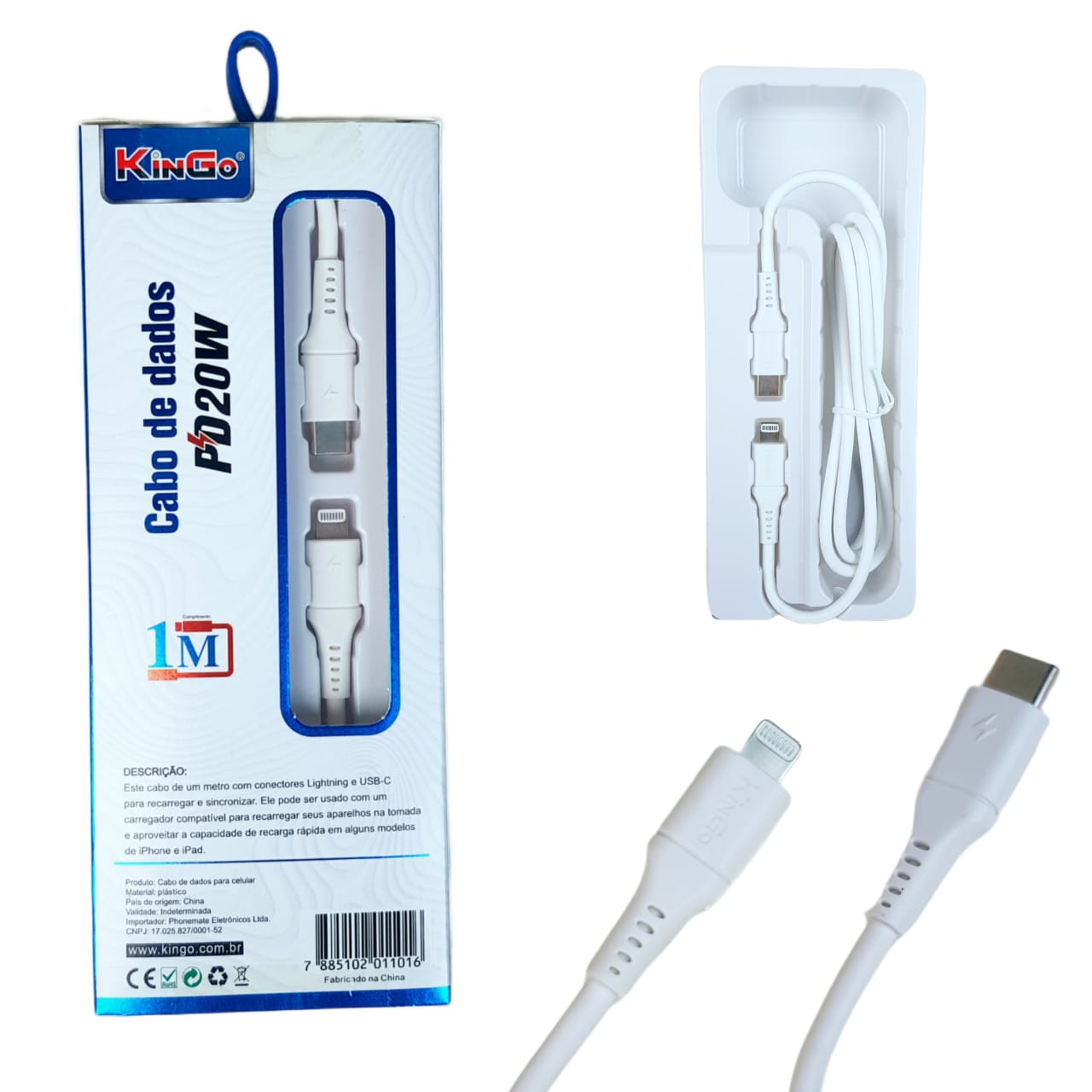 Cabo Usb Carregador Kingo P/ Iphone 2 Mtero