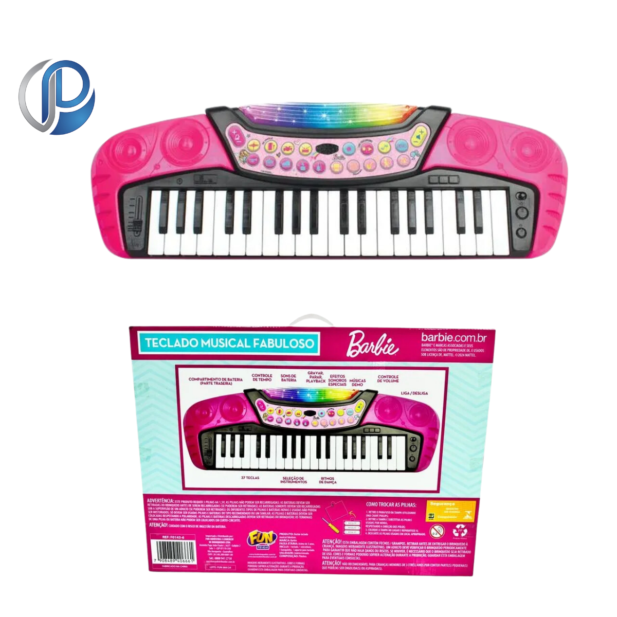 Teclado Musical Barbie com Microfone e Banquinho Fun F01436