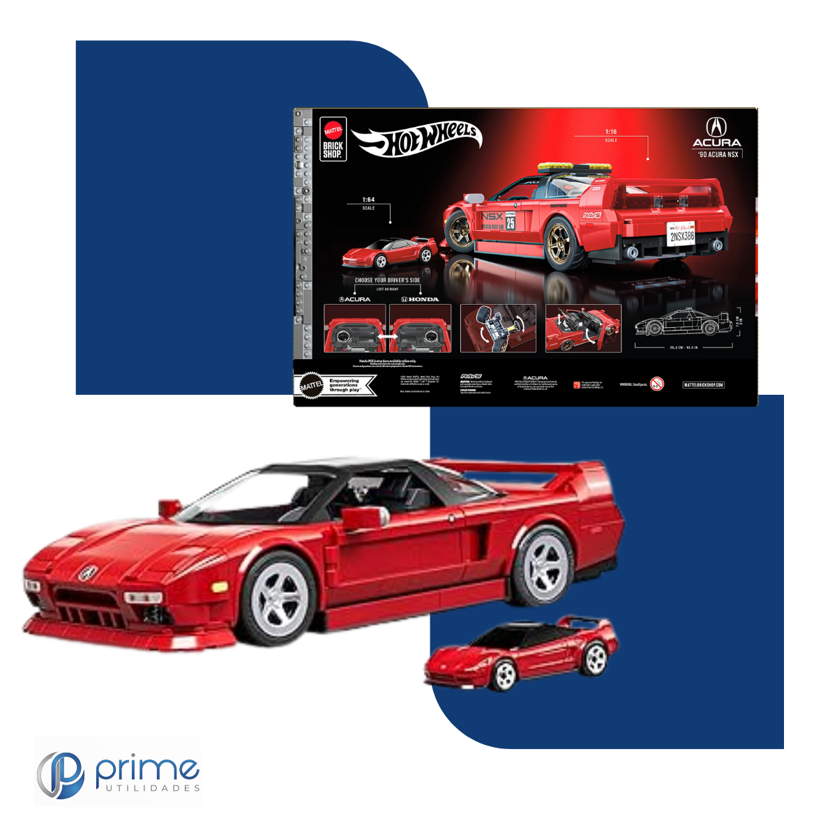 Hot Wheels Brick Shop Carro Acura NSX 1:16 Mattel - Prime Utilidades