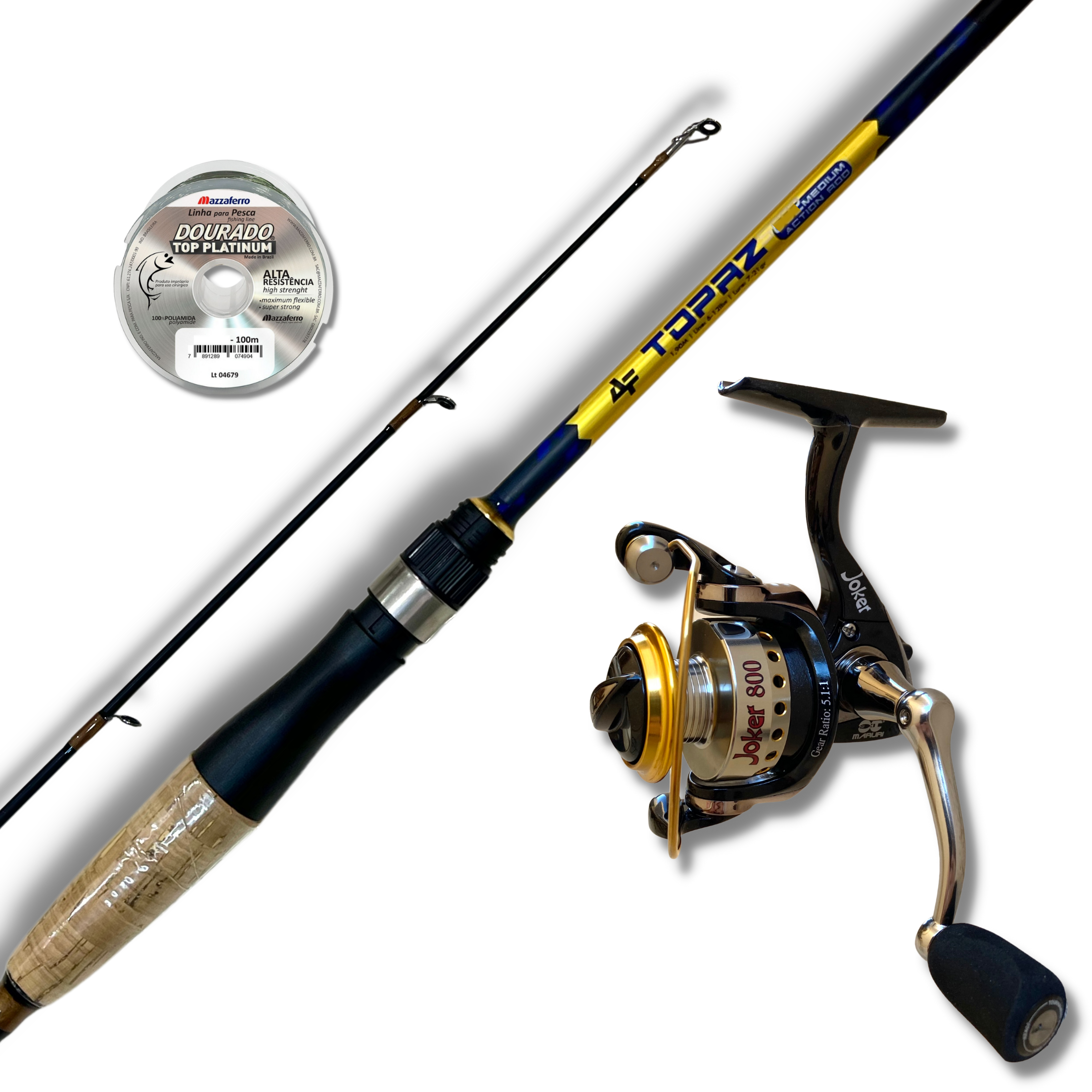 Kit Pesca Ultralight Vara Topaz 1,68m 12lbs + Molinete Joker 800 Black 6r -  Solfish - Qualidade Para o Seu Esporte!