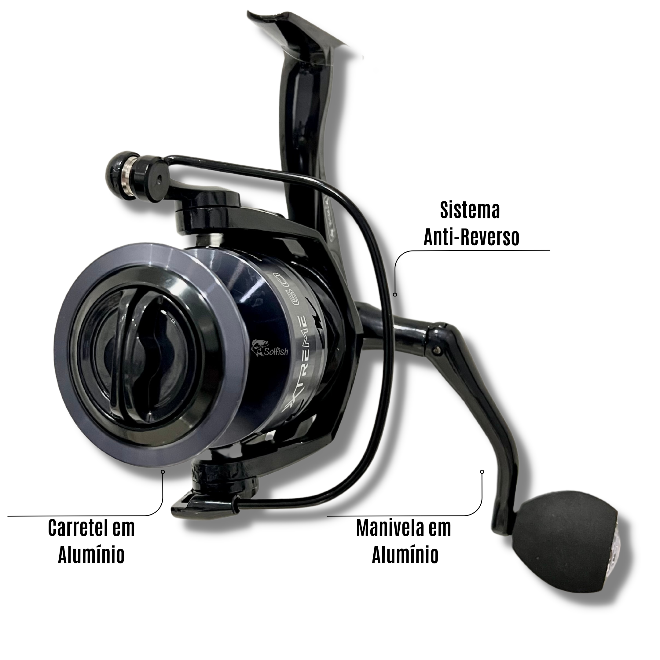 Molinete Albatroz Xtreme 60 Preto 4 Rolamentos - Solfish