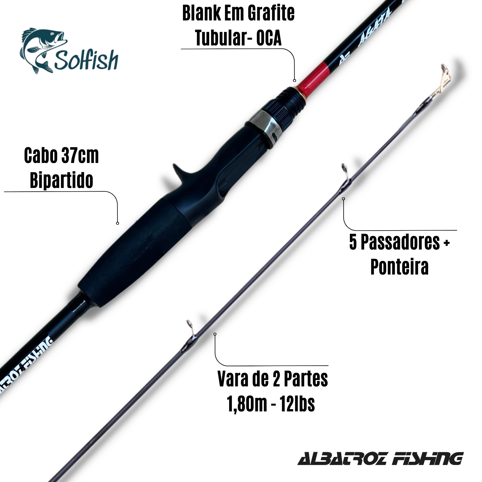 Kit Vara Agata 1,80m 17lbs + Carretilha CC3 3r - Solfish