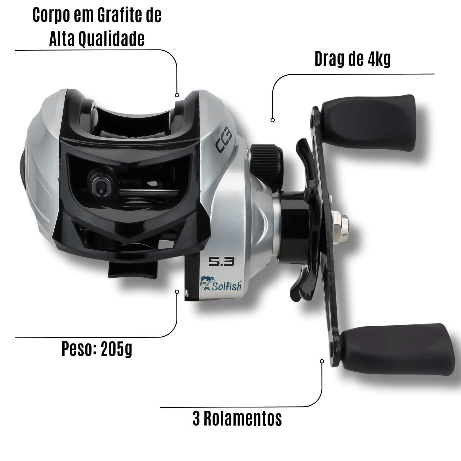 Kit Vara Agata 1,80m 17lbs + Carretilha CC3 3r - Solfish