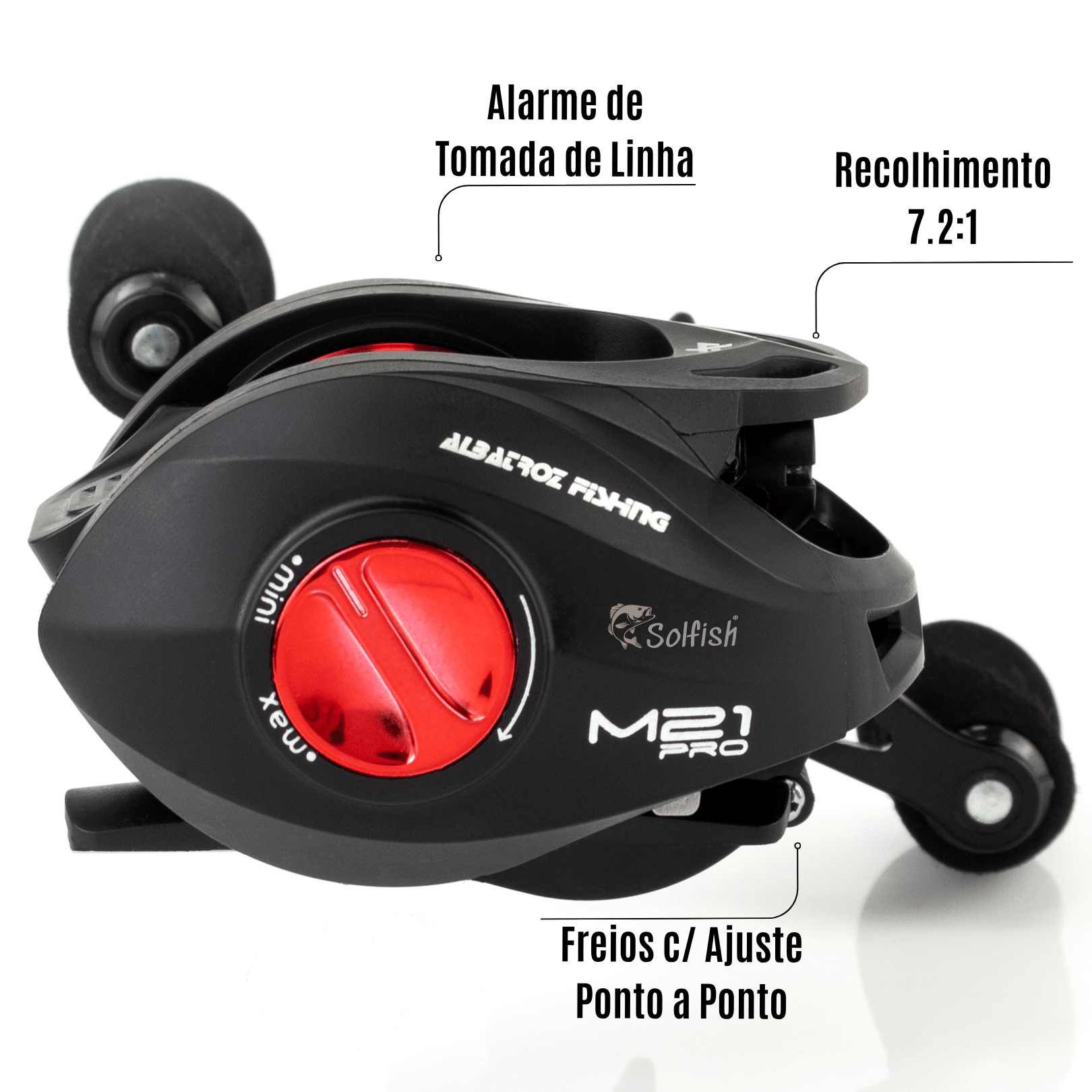 Carretilha Albatroz M21 Pro 6 Rolamentos Drag 9kg - Vermelha