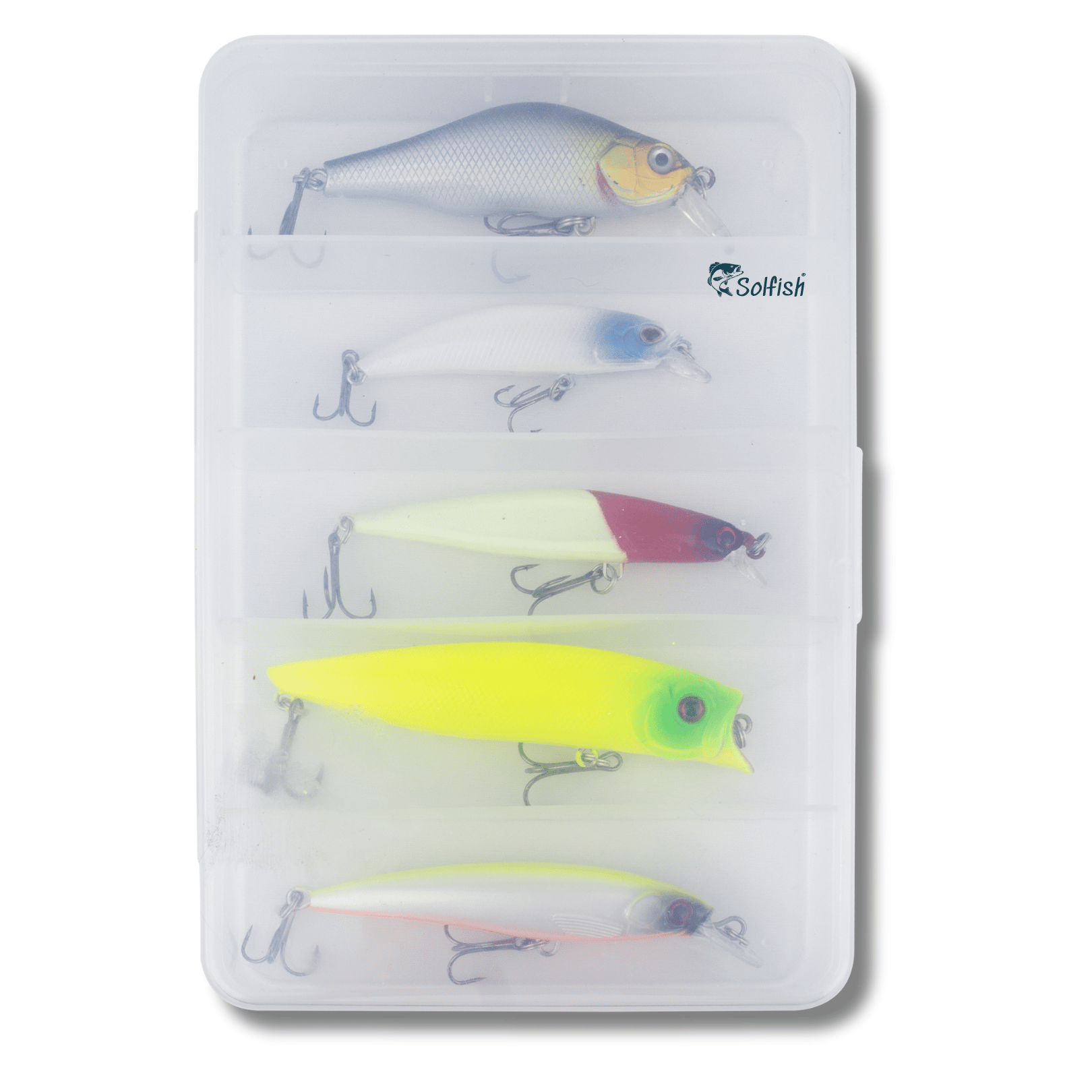 Kit 5 Iscas Artificiais Voxxi Meia Agua + Estojo - Solfish