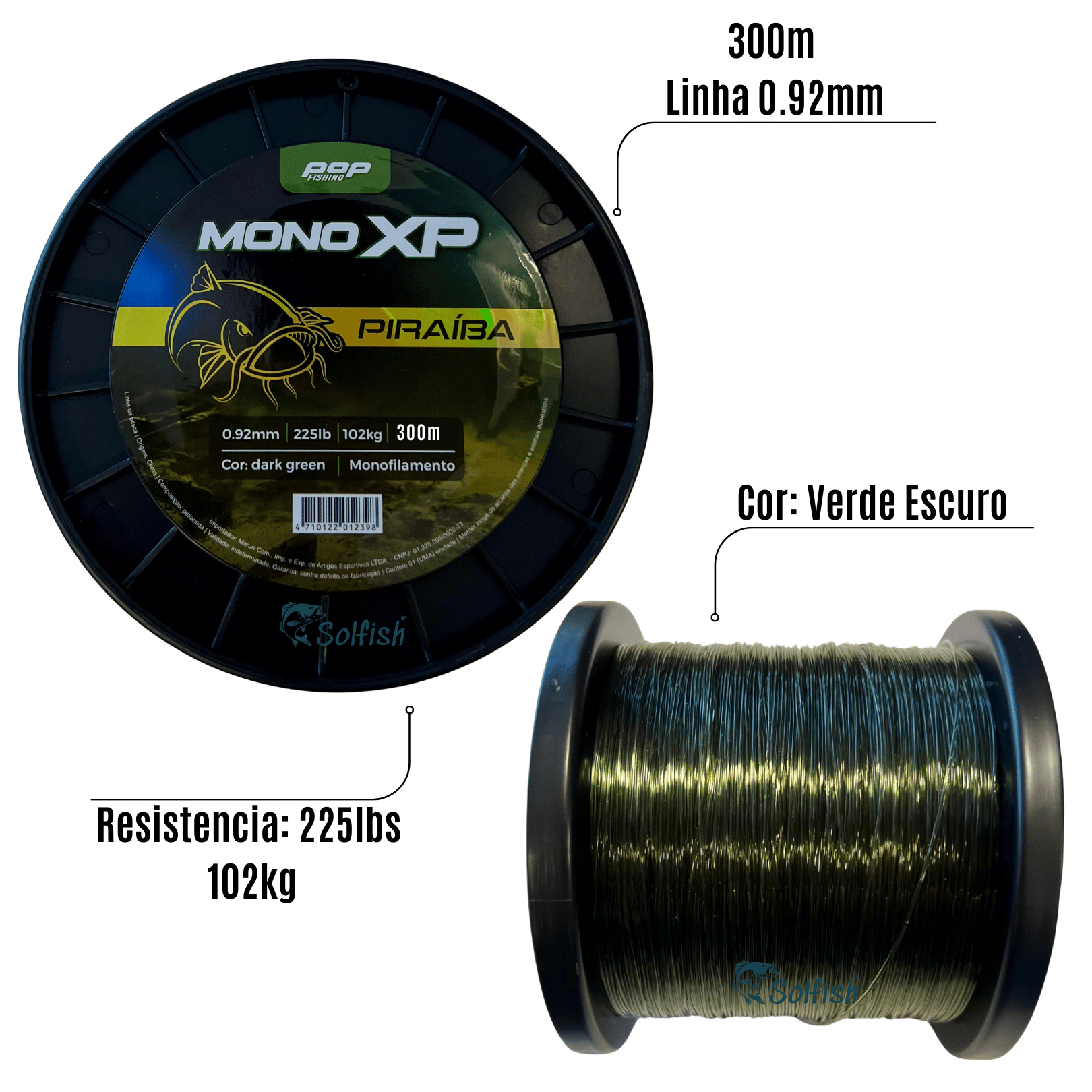 Linha Maruri Pop Fishing Piraiba 300m 0.92mm Verde Escuro
