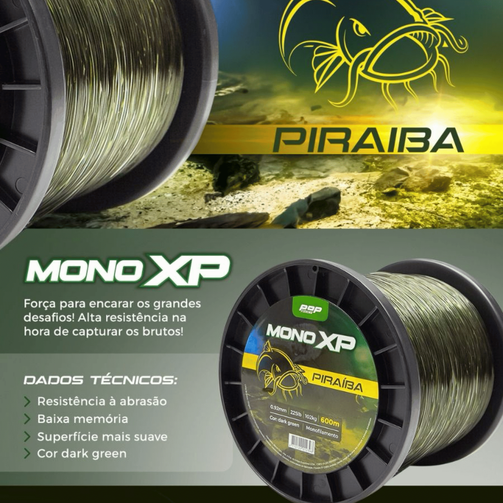 Linha Maruri Pop Fishing Piraiba 300m 0.92mm Verde Escuro