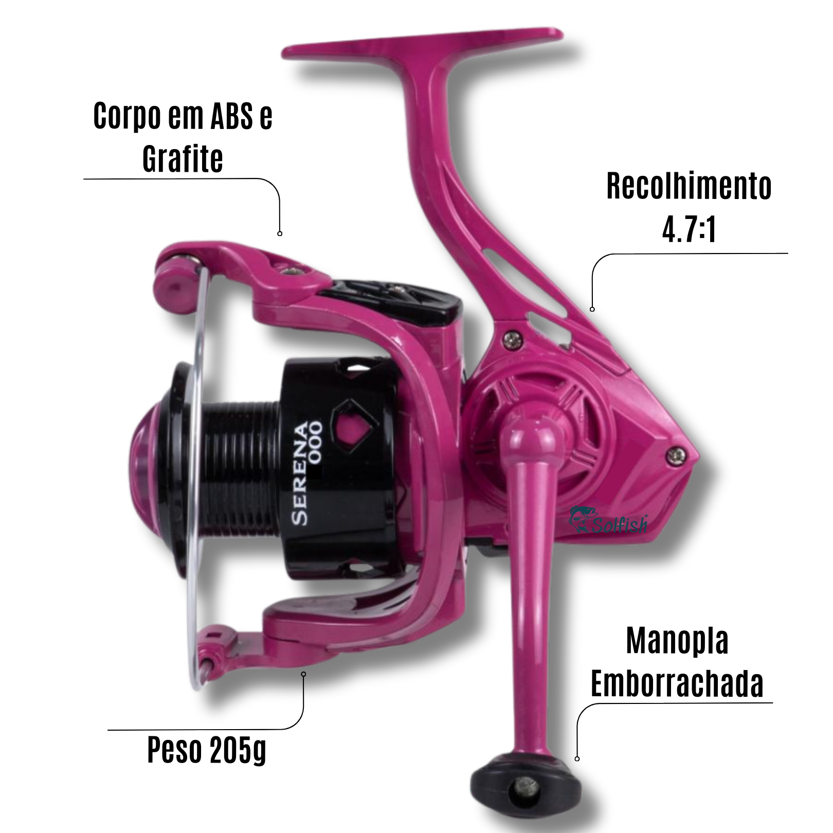 Kit Vara Serena 1,70m 20lbs + Molinete Serena 3000 3r - Solfish