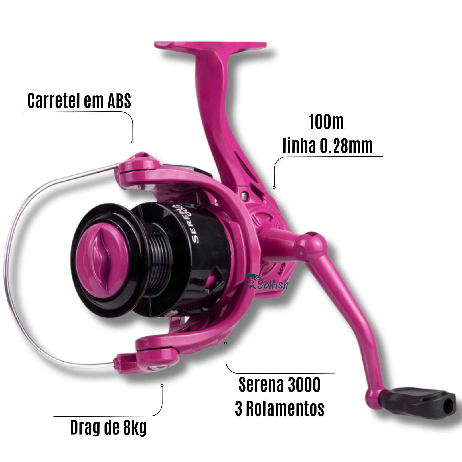 Kit Vara Serena 1,70m 20lbs + Molinete Serena 3000 3r - Solfish