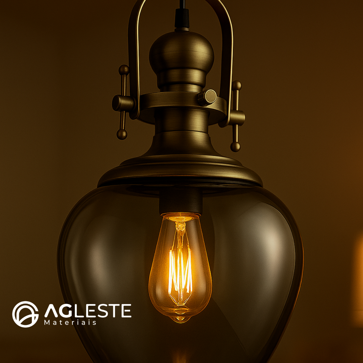 『HAMI VEN 6337 BLACK×SILVER』 Pendente Aisha Fumê Ø28x45cm Vidro e Metal – Hevvy SL-5831