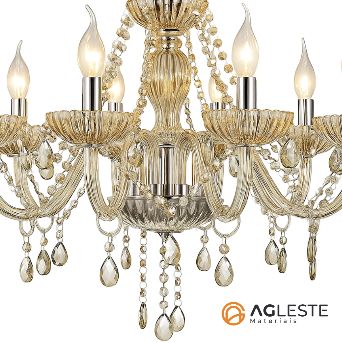 Lustre Valentina Transparente 8 Braços Ø70x47cm Cristal e Vidro