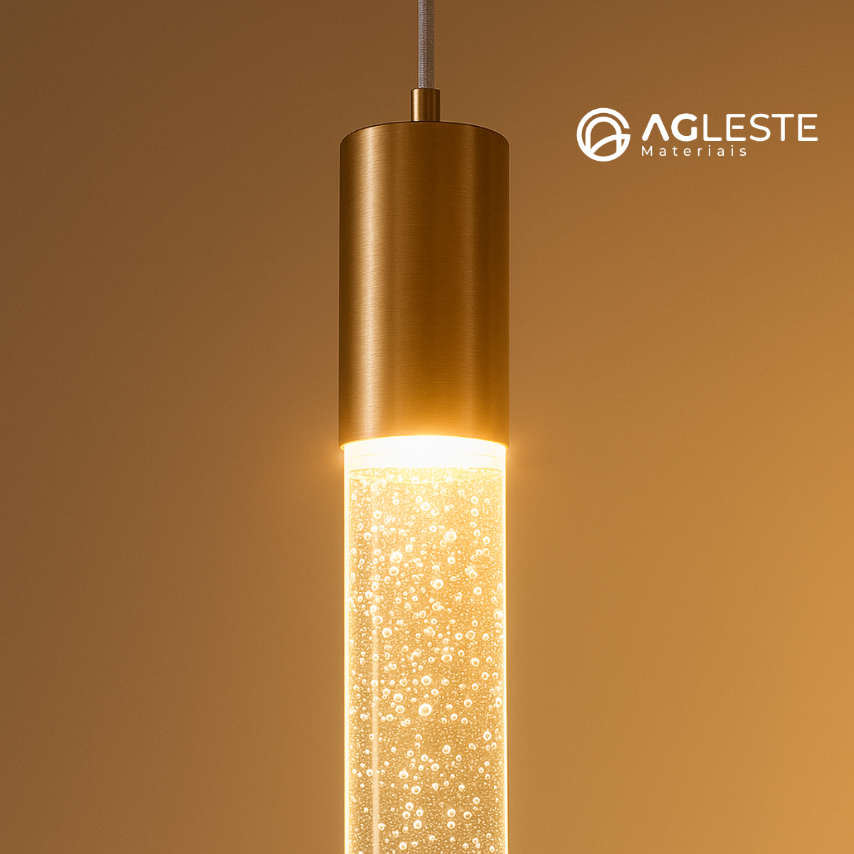Pendente LED Austin Cilíndrico Gold 4000K 5W Bivolt 34cm – Hevvy