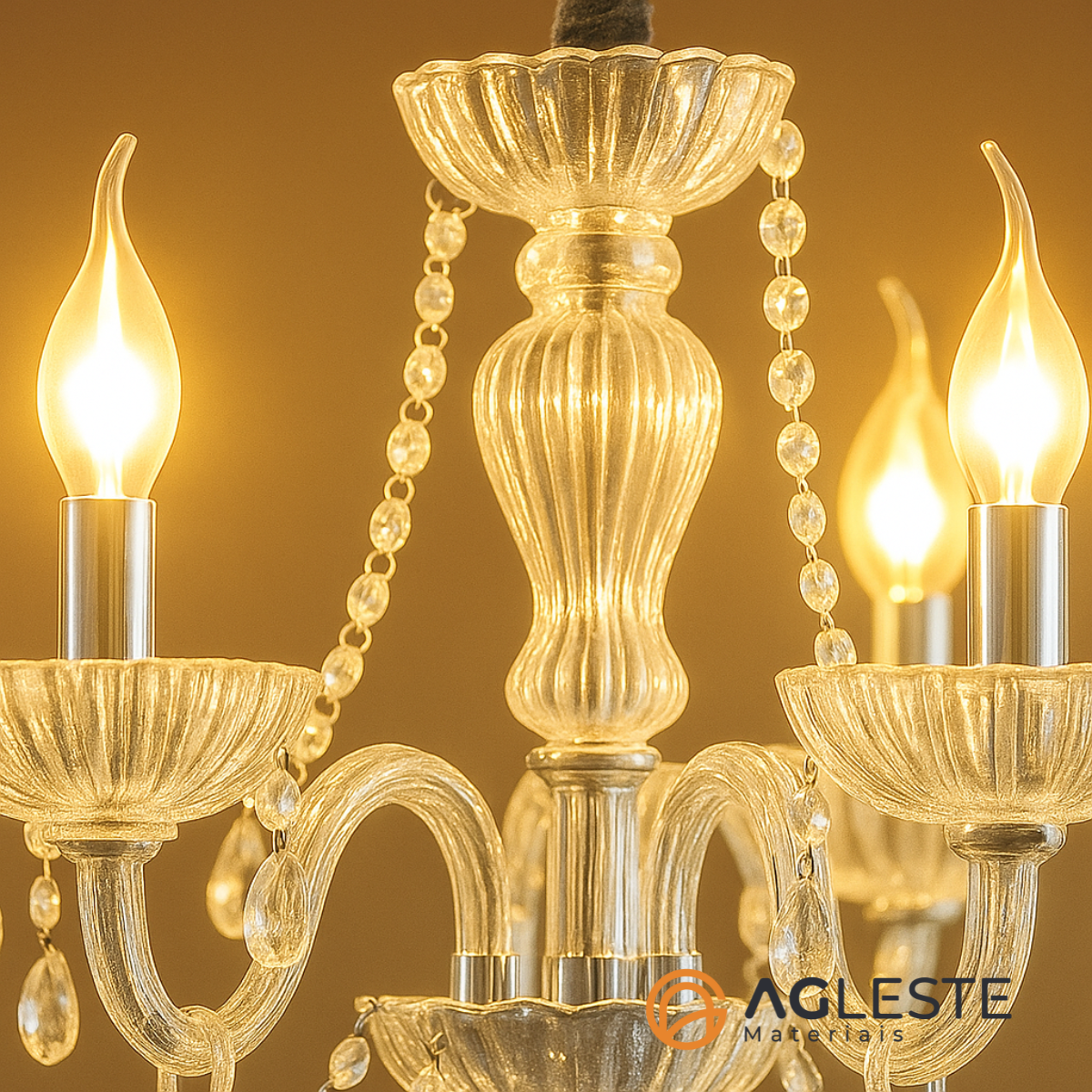 Lustre Valentina Transparente 5 Braços Ø60x47cm Cristal e Vidro