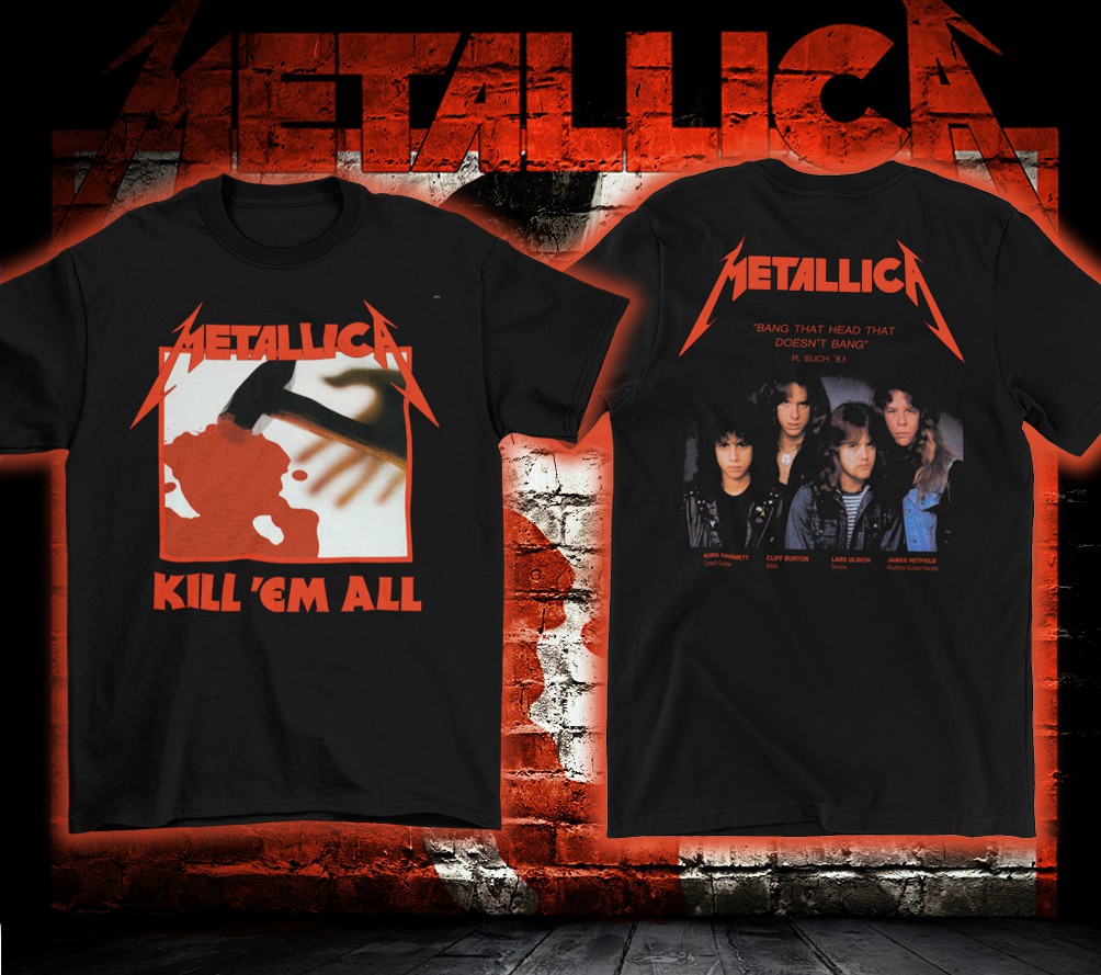 Camiseta Juvenil Metallica Kill 'Em All Preta Oficial - Viva a Vida com  Arte, Viva com Art Rock!