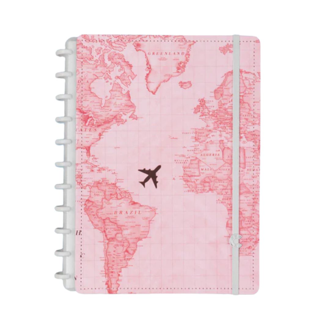 Caderno Inteligente Mapa Mundi Rosa Grande - Papel Picado - Papelaria,  presentes, Scrapbook, decoração e muito mais