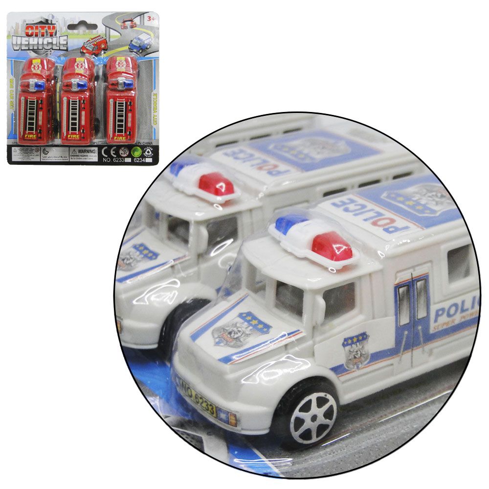 Jogo 3 Carrinho Brinquedo Criança Polícia/bombeiro/speed