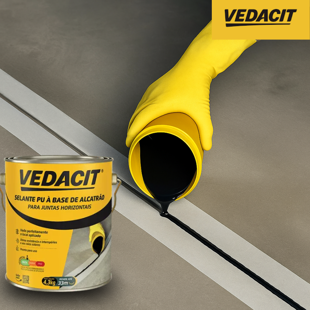 Vedaflex J-15 Mono Selante Pu Alcatrão Galão 4,3kg - VEDACIT