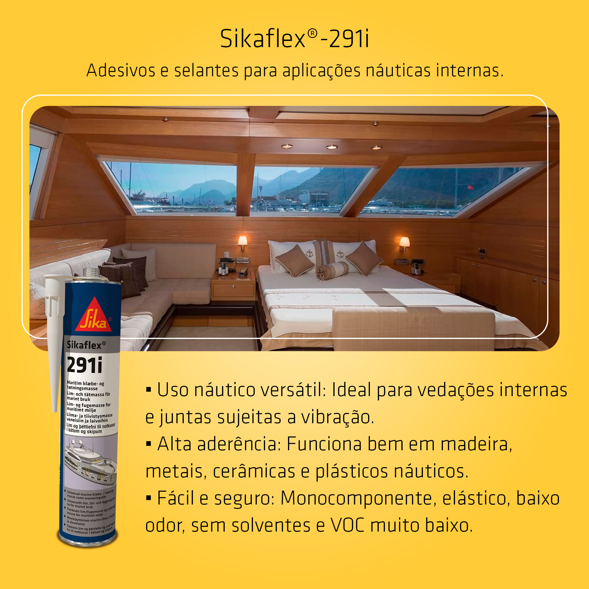 Sikaflex 291 Preto Selante Náutico (Cartucho 300ml) - SIKA