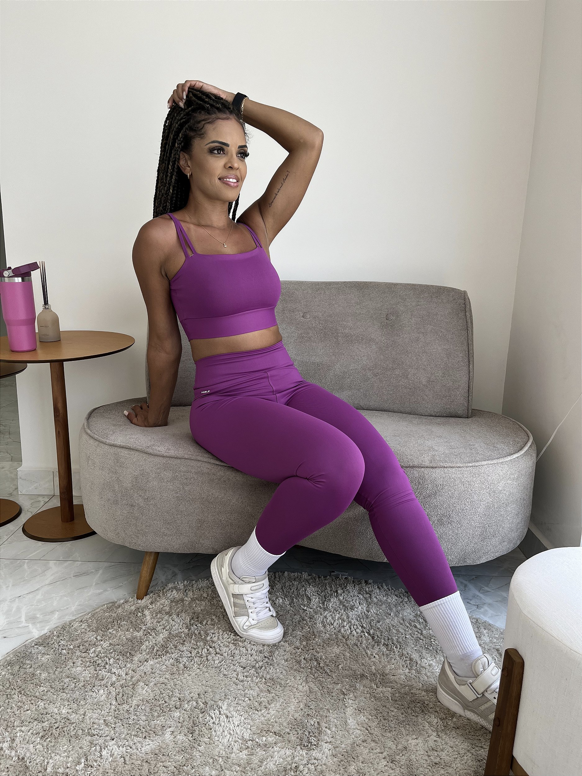 Legging roxa suplex poliamida Porle - Porle Fitness