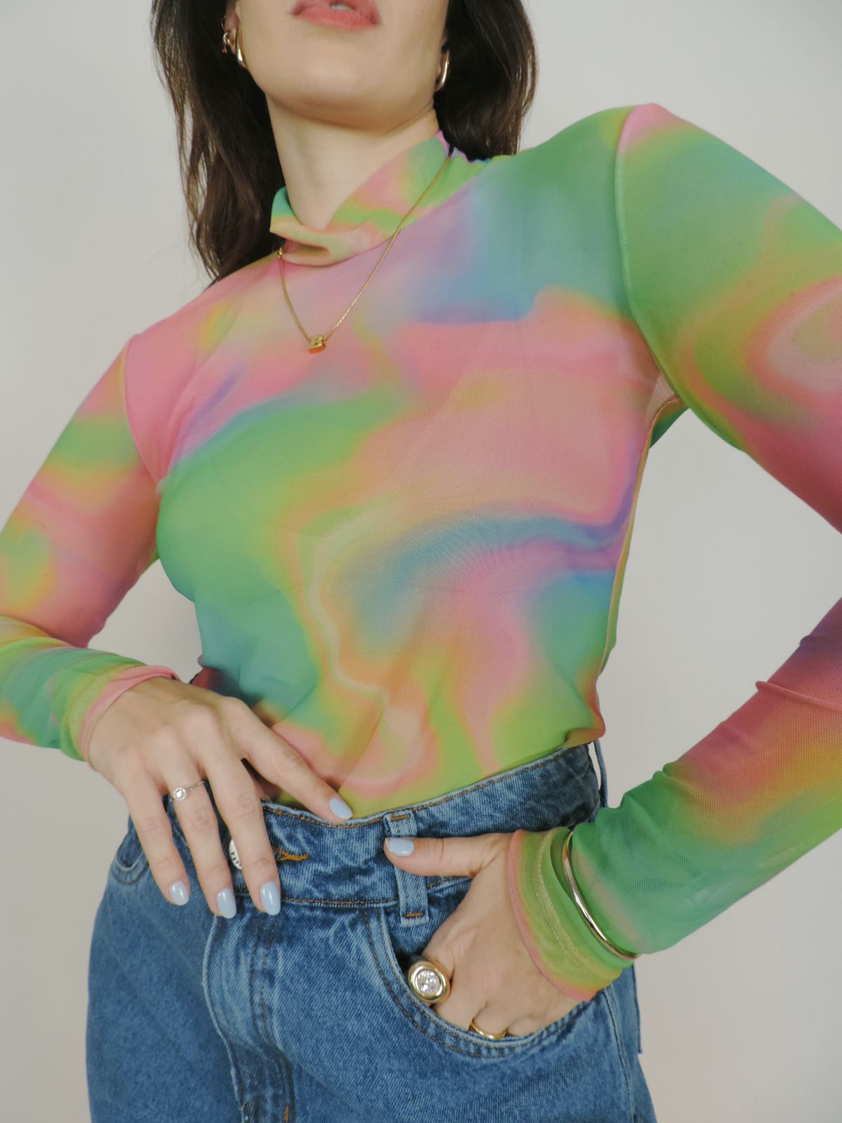Blusa Tule Tie Dye gris store YOU LOOK BEAUTIFUL