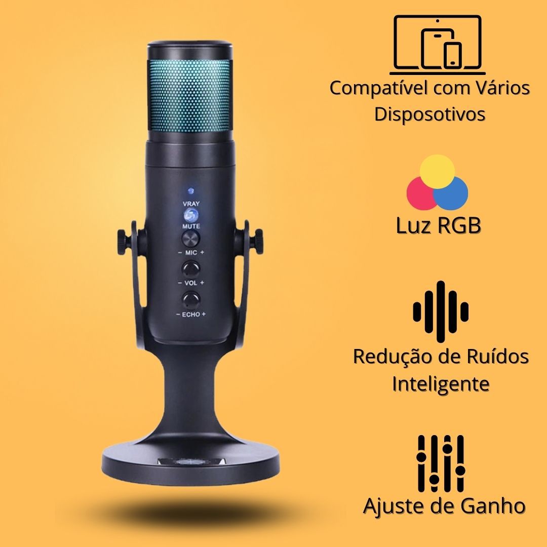 Microfone condensador usb RGB FEIWIMI D-950 Profissional Streamer vocais  fluxos de gravação microfone estúdio para PC Youtube Gamer - Xtreme Tech