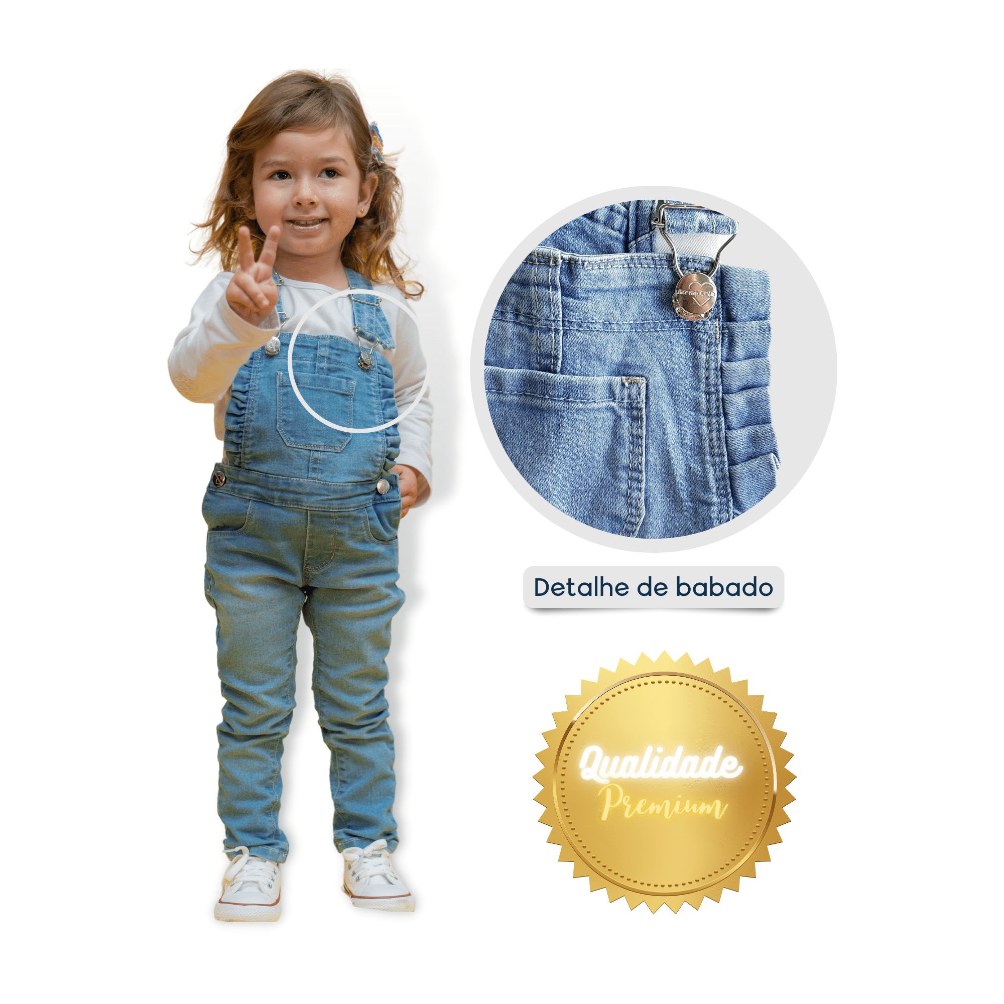 Jardineira Jeans Longa Clara Menina Jhump Club - Jhump Club | Moda Infantil  Especializada em Jeans