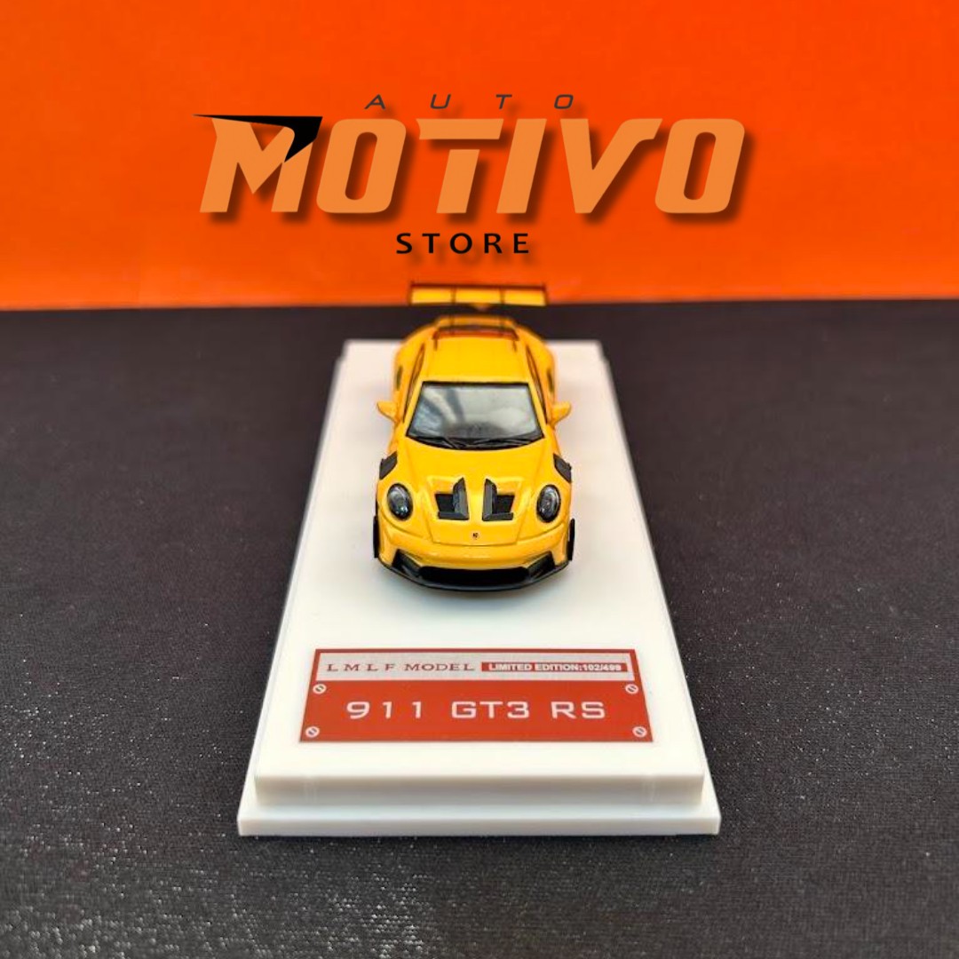 Miniatura Porsche 911 (992) GT3 RS amarela 1/64 - AutoMOTIVO Store