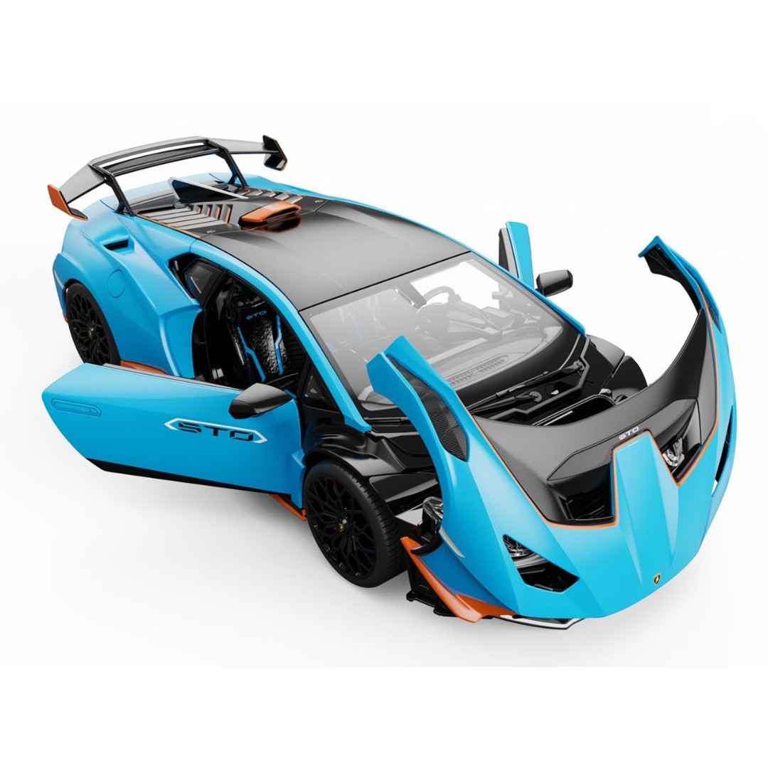 自動車 Lamborghini RUNNER 1:18 huracan STO Miniatura carro Lamborghini Huracan STO Azul e Laranja 1/18