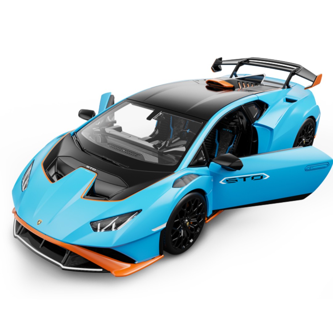 Miniatura carro Lamborghini Huracan STO Azul e Laranja 1/18