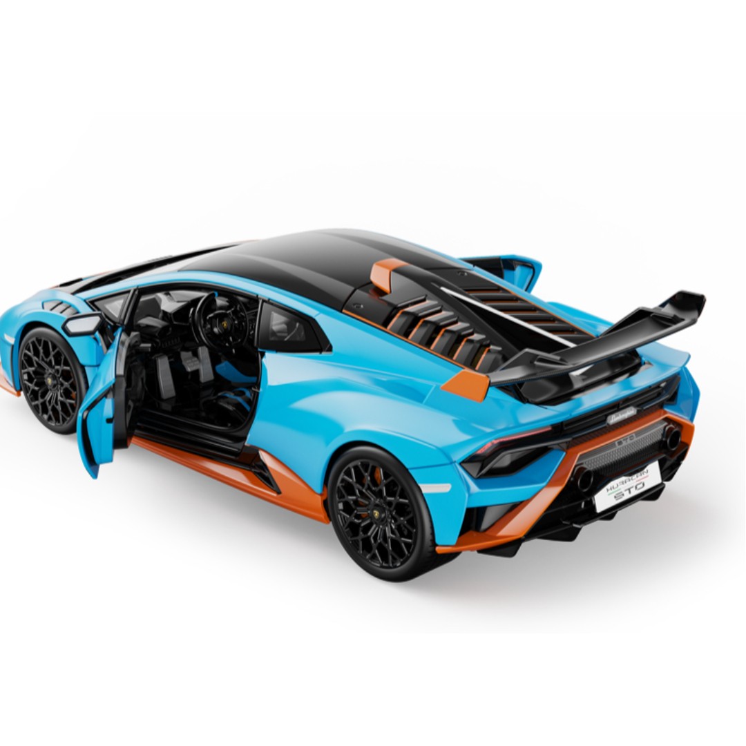 Miniatura carro Lamborghini Huracan STO Azul e Laranja 1/18