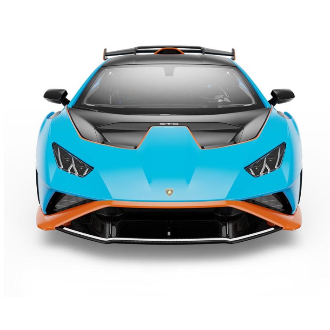 Miniatura carro Lamborghini Huracan STO Azul e Laranja 1/18
