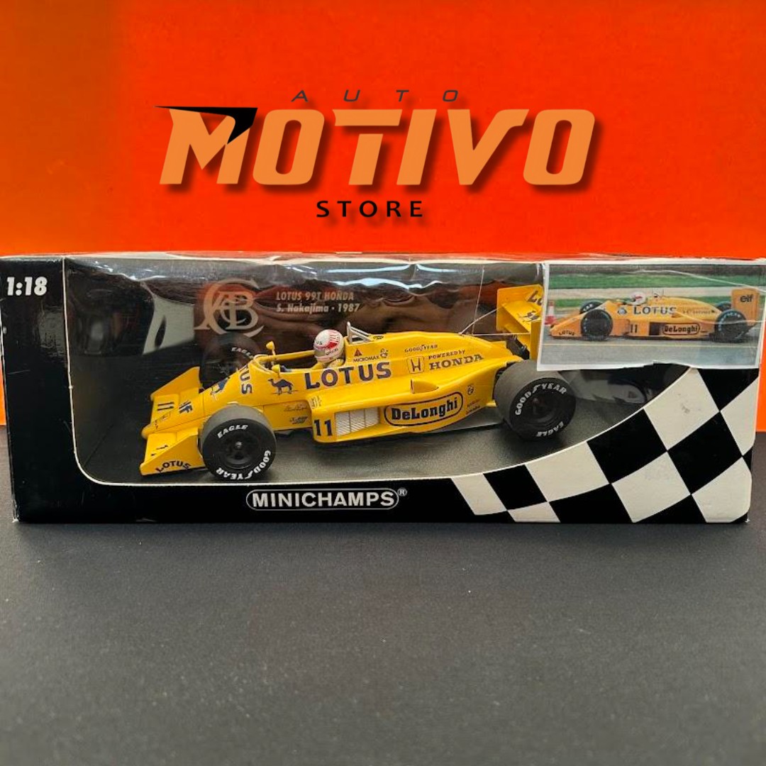 Miniatura Formulai 1 Lotus 99T S.Nakajima 1987 1/18 - seminova