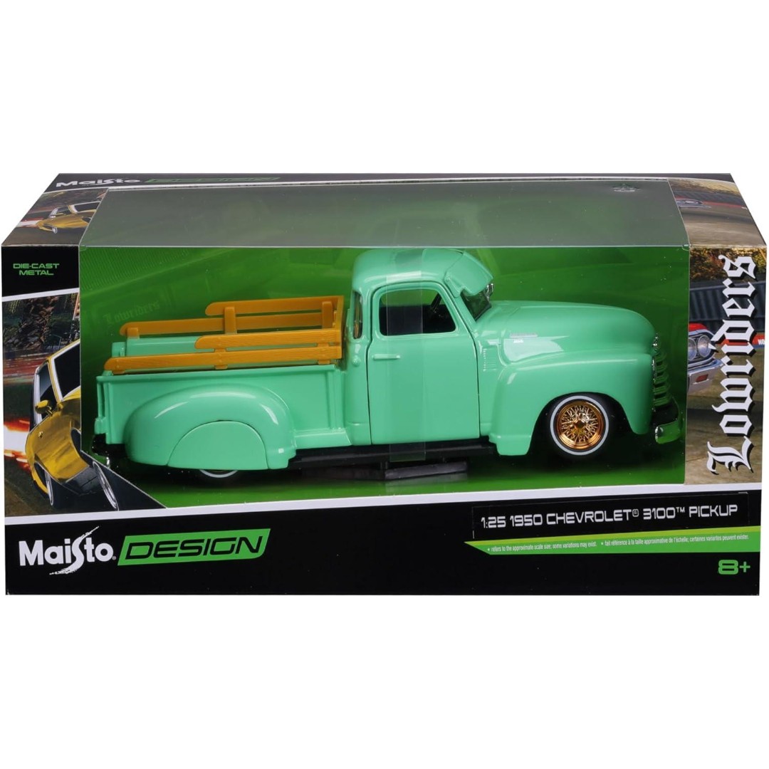 Miniatura carro Chevrolet 3100 Pickup Lowrider verde 1/24