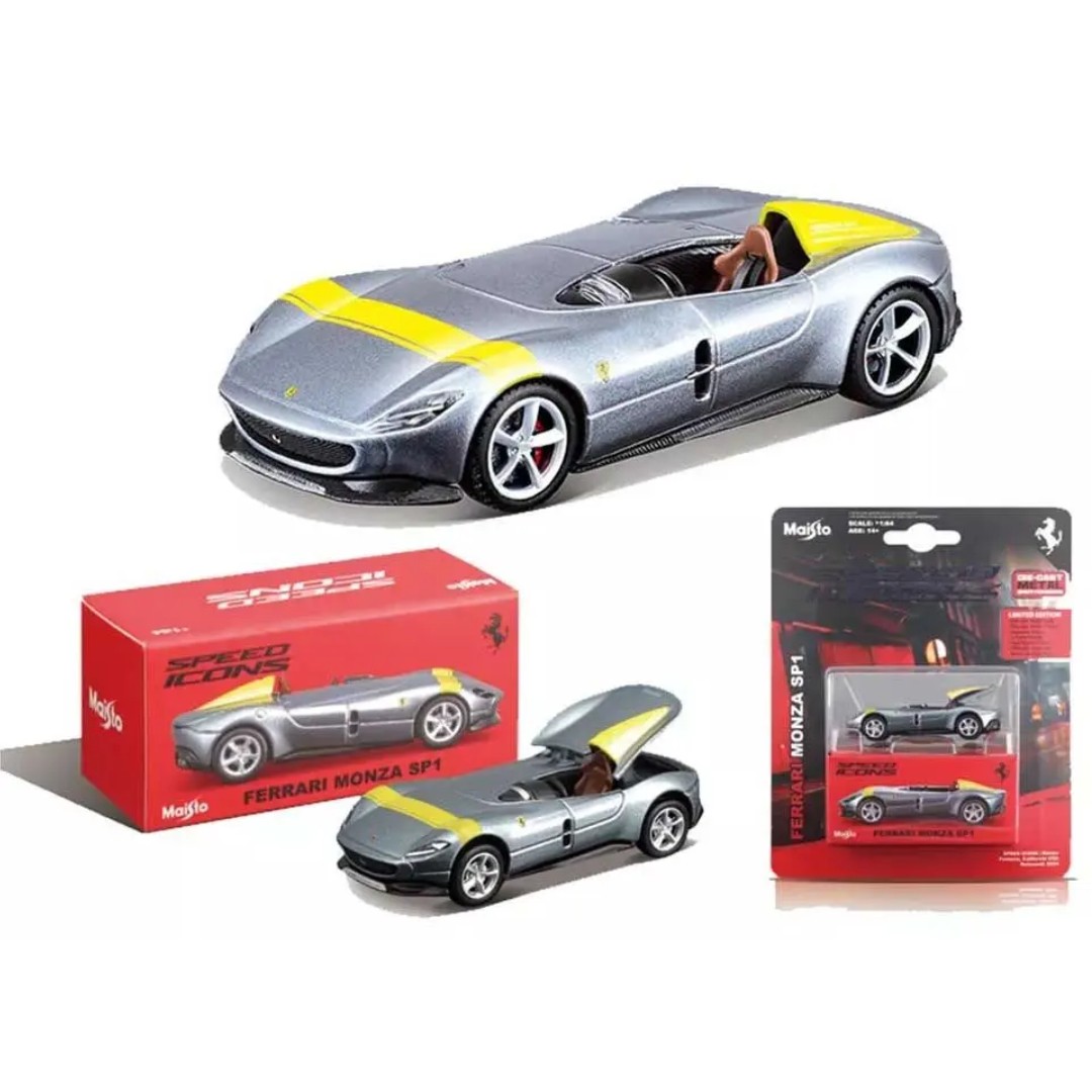Miniatura carro Ferrari Monza SP1 prata 1/64 Speed icons