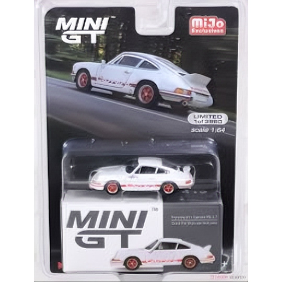 Miniaura carro Porsche 911 Carrera RS 2.7 branca MiniGT 1/64
