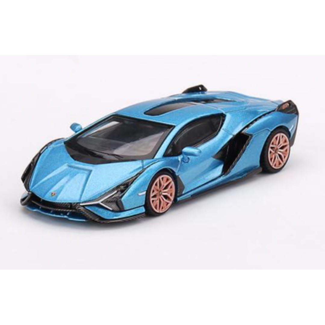 Miniatura carro Lamborghini Sian FKP azul Mini GT 1/64