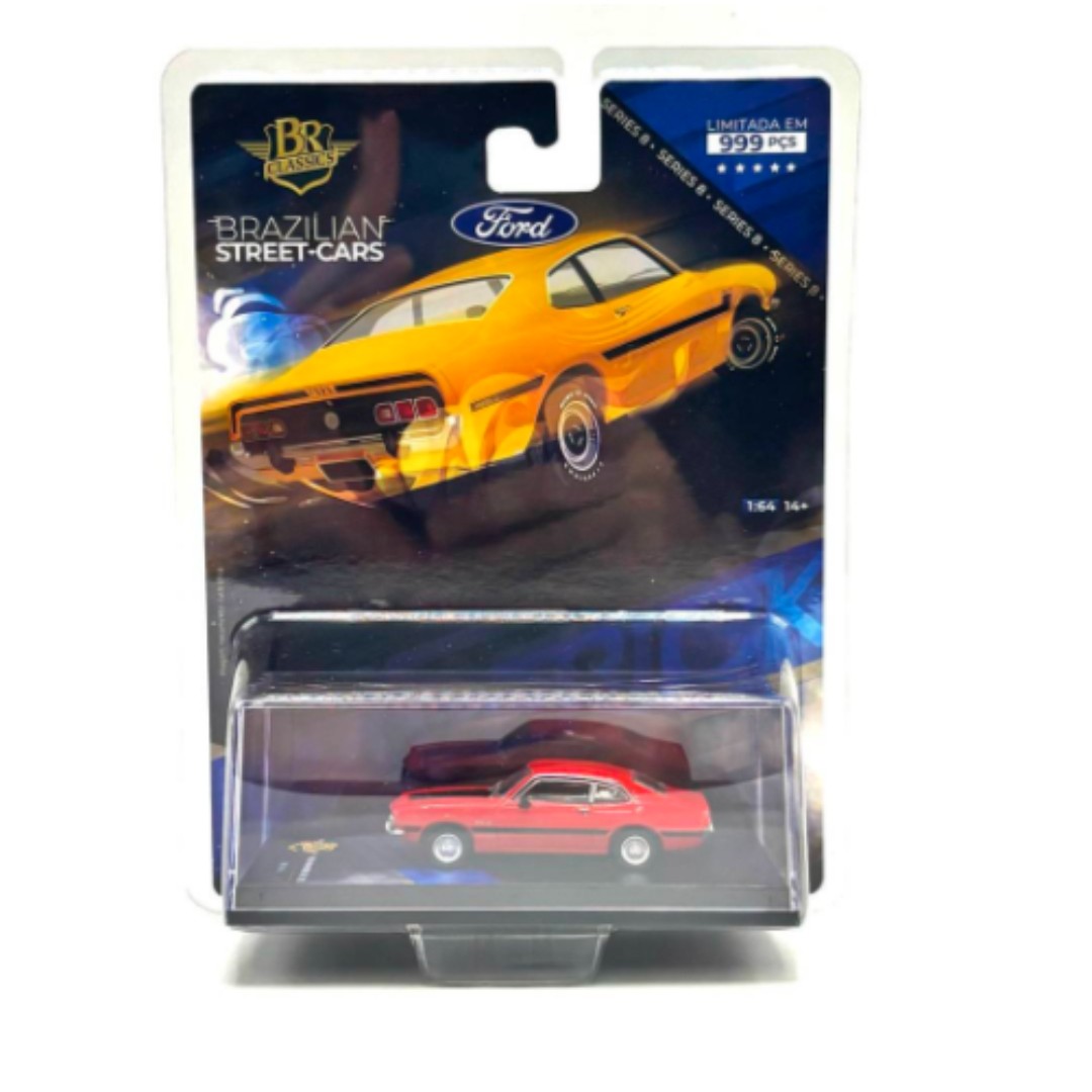 Miniatura carro Ford Maverick GT vermelho 1973 1/64 - AutoMOTIVO Store